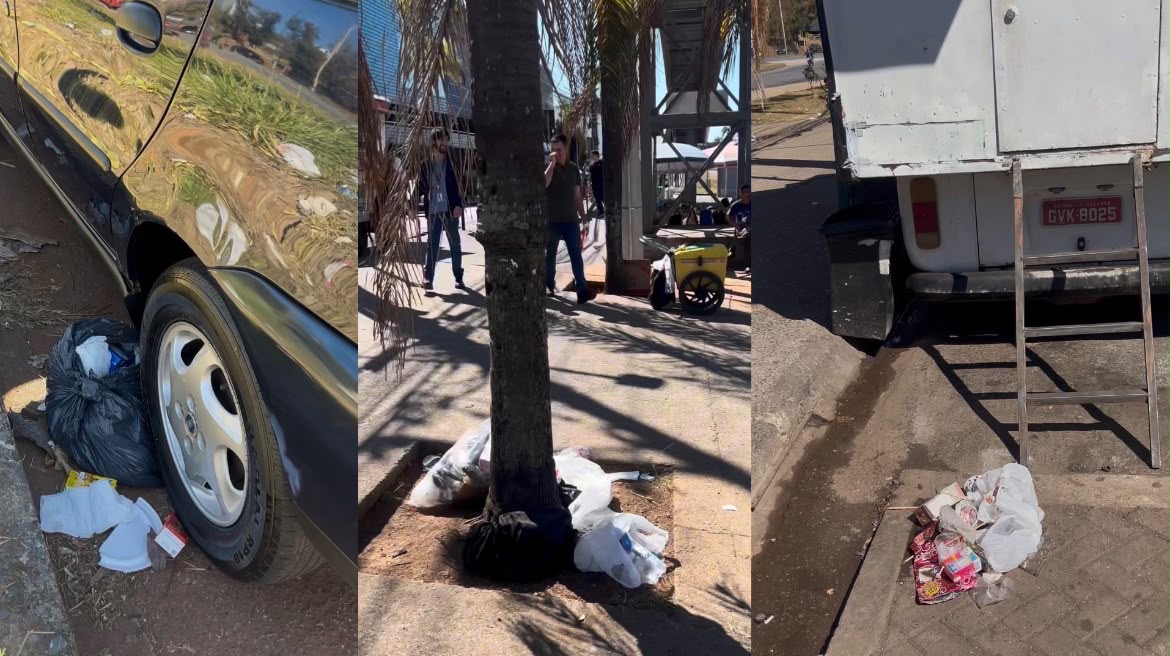 Em frente ao BH Shopping, passarela registra problemas de manutenção e grande acúmulo de lixo no entorno